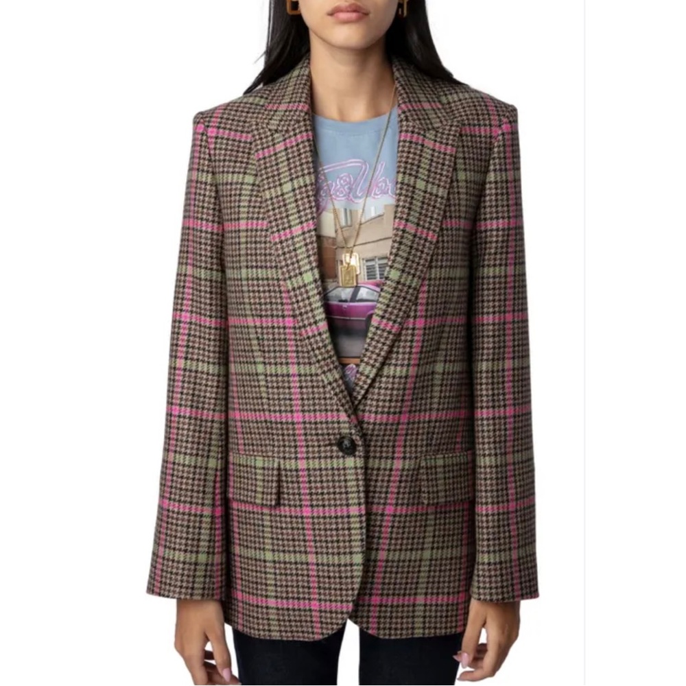 Zadig & Voltaire Vow Check Italian Wool Blazer